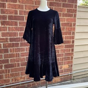 LuLaRoe Black Velvet Ruffle Long Sleeve Dress (XS)
